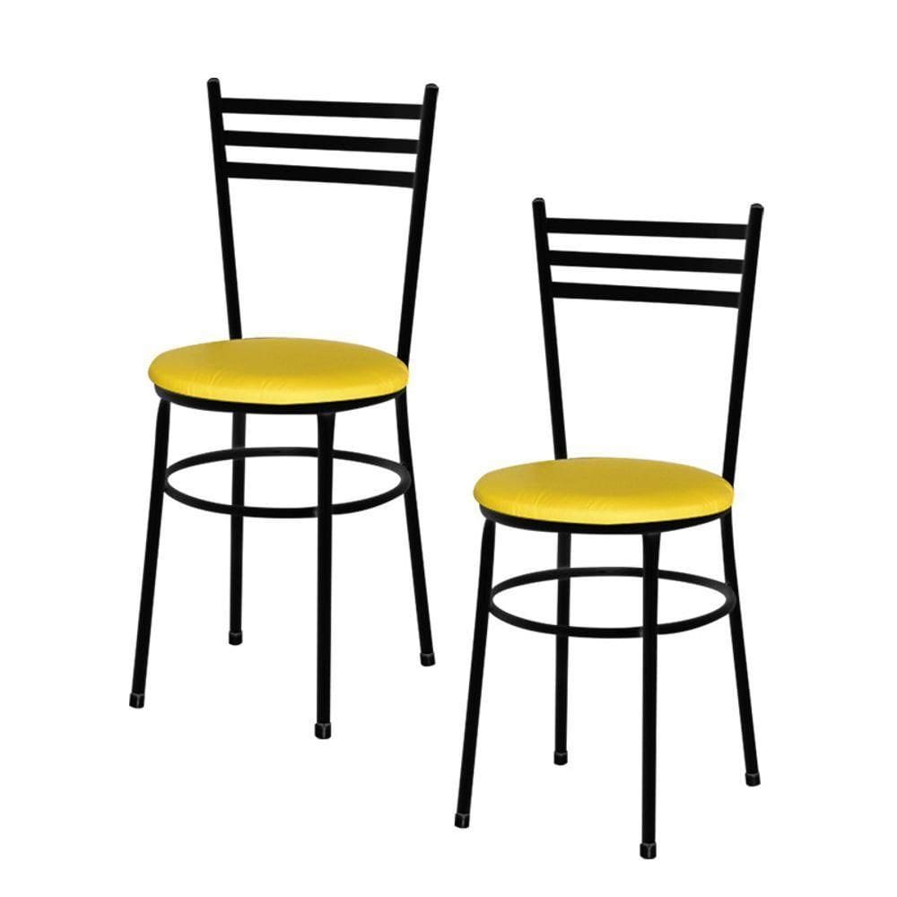 2 Cadeiras Para Mesa Epoxi Preto Cor:amarelo