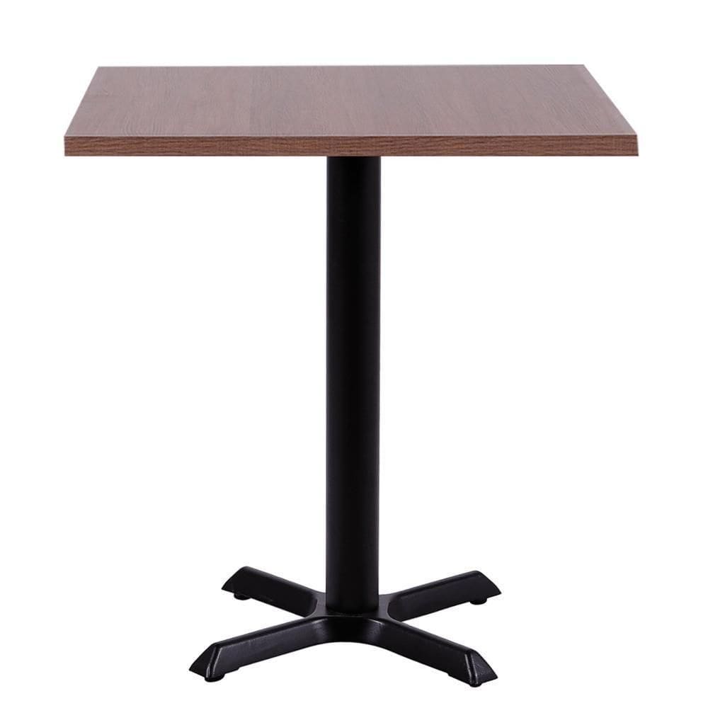 Mesa ômega Em Ferro Preto Pintura 74 Cm (altura) Com Tampo Em Mdp Quadrado 70 Cm Imbuia