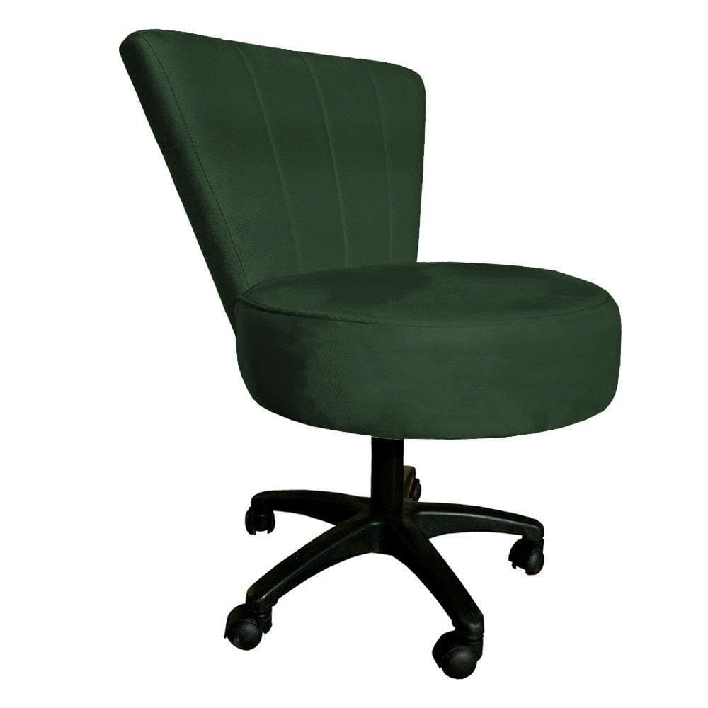 Cadeira Mocho Costurado Elegância Veludo Base Giratória - Pallazio Verde