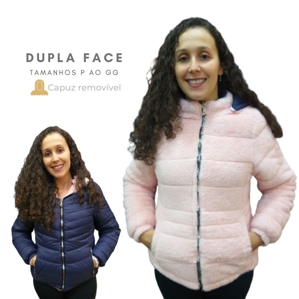 Jaqueta Dupla Face Teddy / Nylon Feminina