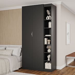 Guarda-roupa Modulado 2 Portas 3 Peças Hera Cabecasa Madeiramadeira Preto/Cinza