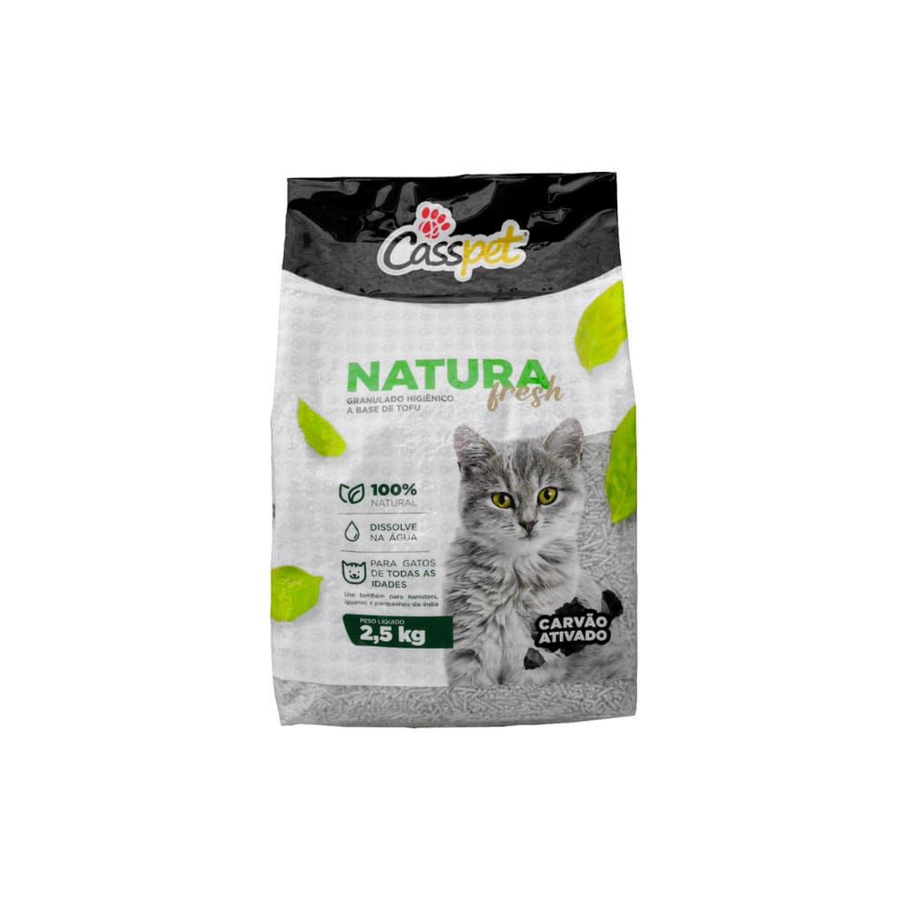 Areia Sanitária Biodegradável Gatos Casspet Natural Fresh 2,5kg