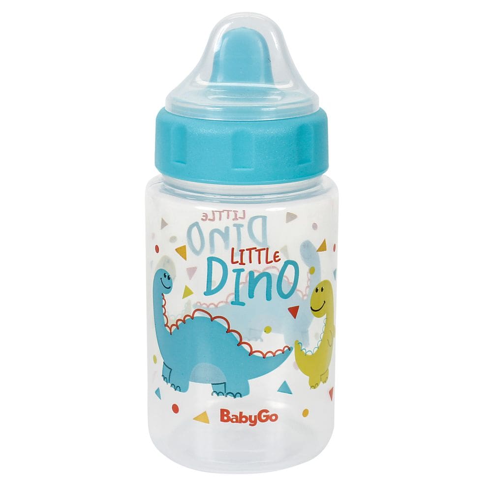 Copo BabyGo com Tampa e Válvula Redutora 340ml Dinosssauro Azul Turquesa +6m