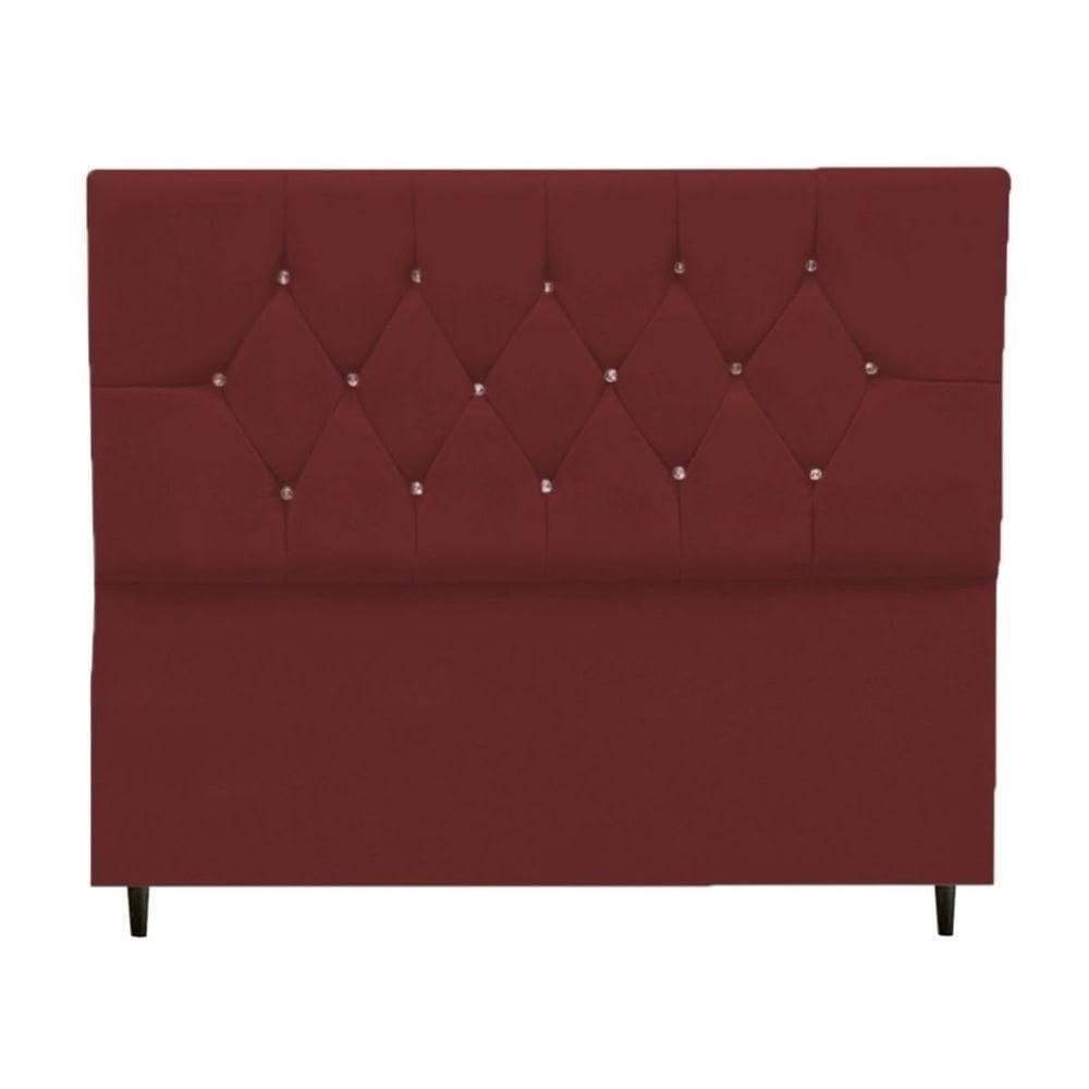 Cabeceira Estofada Cama Box King 195 Cm Geovana Suede Bordô