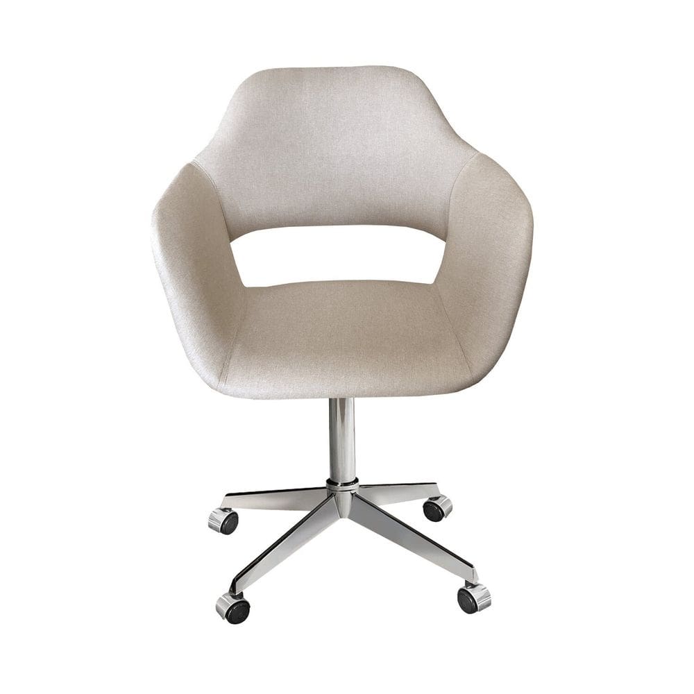 Poltrona Decorativa Zara Pé Giratório de Metal Sala Recepção Bege