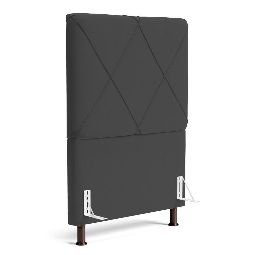 Cabeceira Cama Box Solteiro Mel 90cm Com Frame Suede Cinza - Desk Design