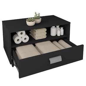 Gabinete Armário Banheiro Com Rodízios Towel Preto