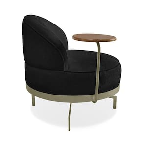 Poltrona Sala De Estar Base Giratória Dourada Aura Bouclê S04 - D`rossi Cor Preto