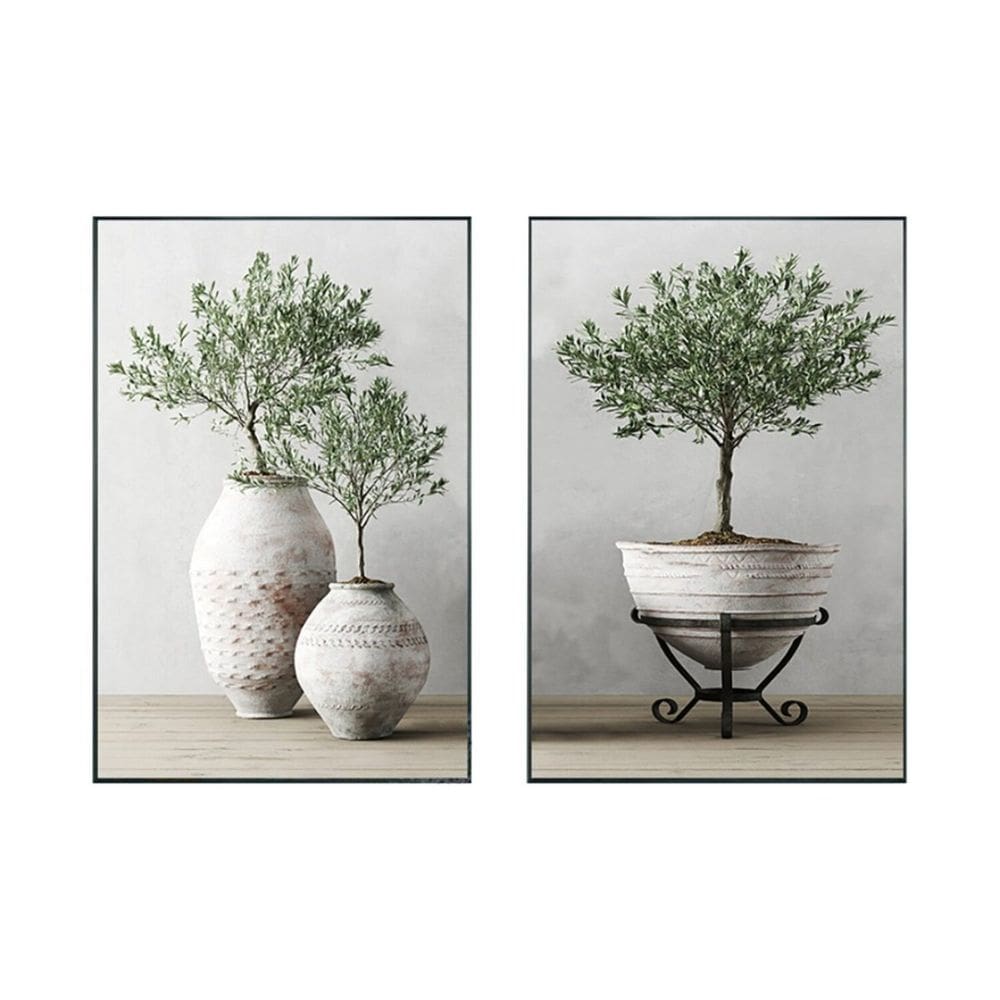 Quadro Decorativo Vinil com Vidro Vasos de Planta 120x80 Colorido