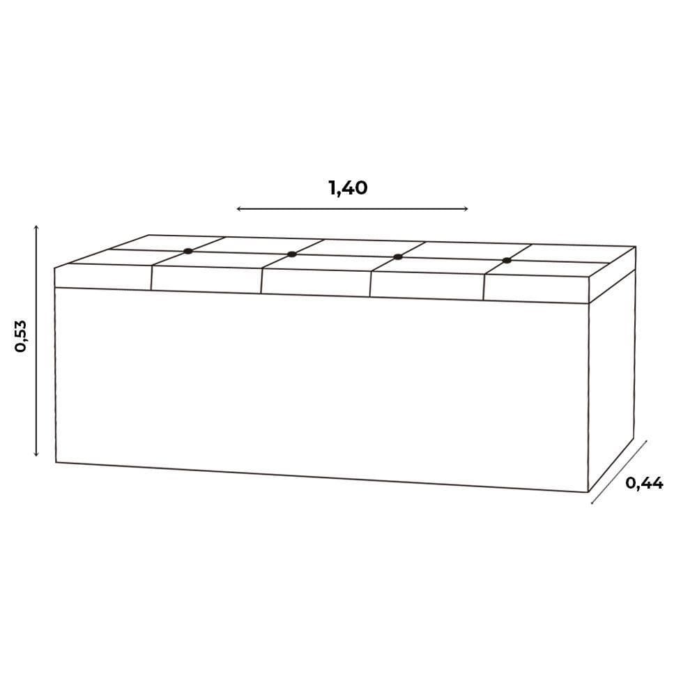 Calçadeira Recamier Baú Casal 1,40m Roma Suede Azul Marinho - Pallazio