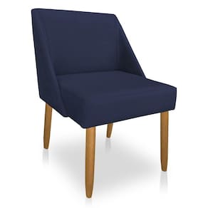 Cadeira Poltona Juliana Suede Azul Marinho Pés Palito Castanho