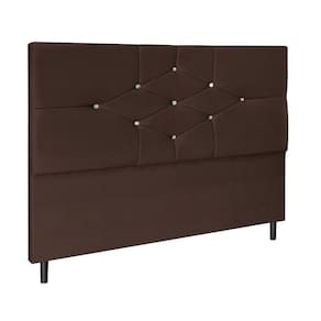 Cabeceira Estofada Cama Casal 140 Cm Virgínia Suede Marrom