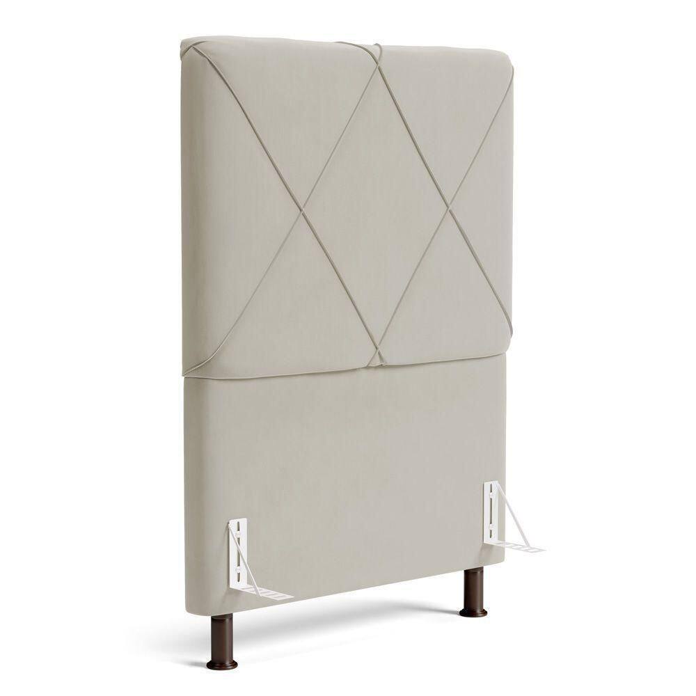 Cabeceira Cama Box Solteiro Mel 90cm Com Frame Veludo Bege - Desk Design