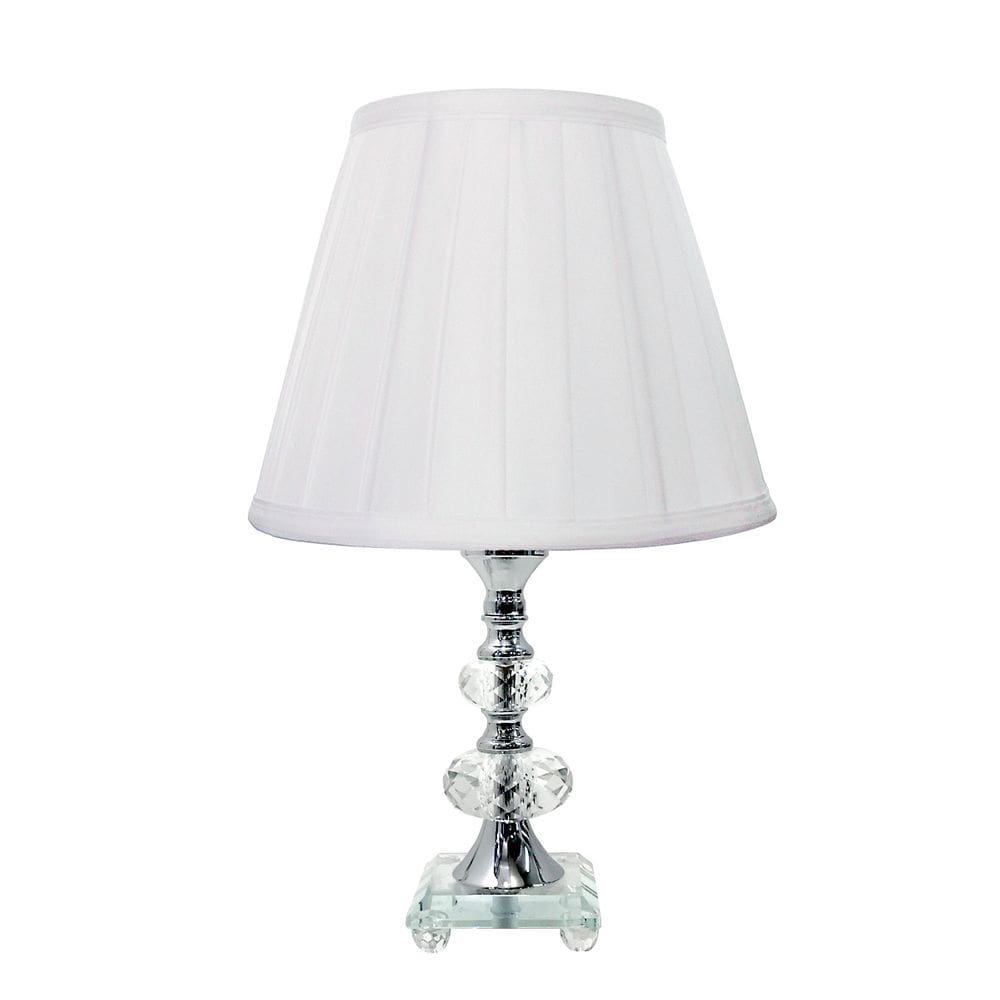 Abajur Cristal De Mesa Com Cúpula Drapeada Branca 35 Cm