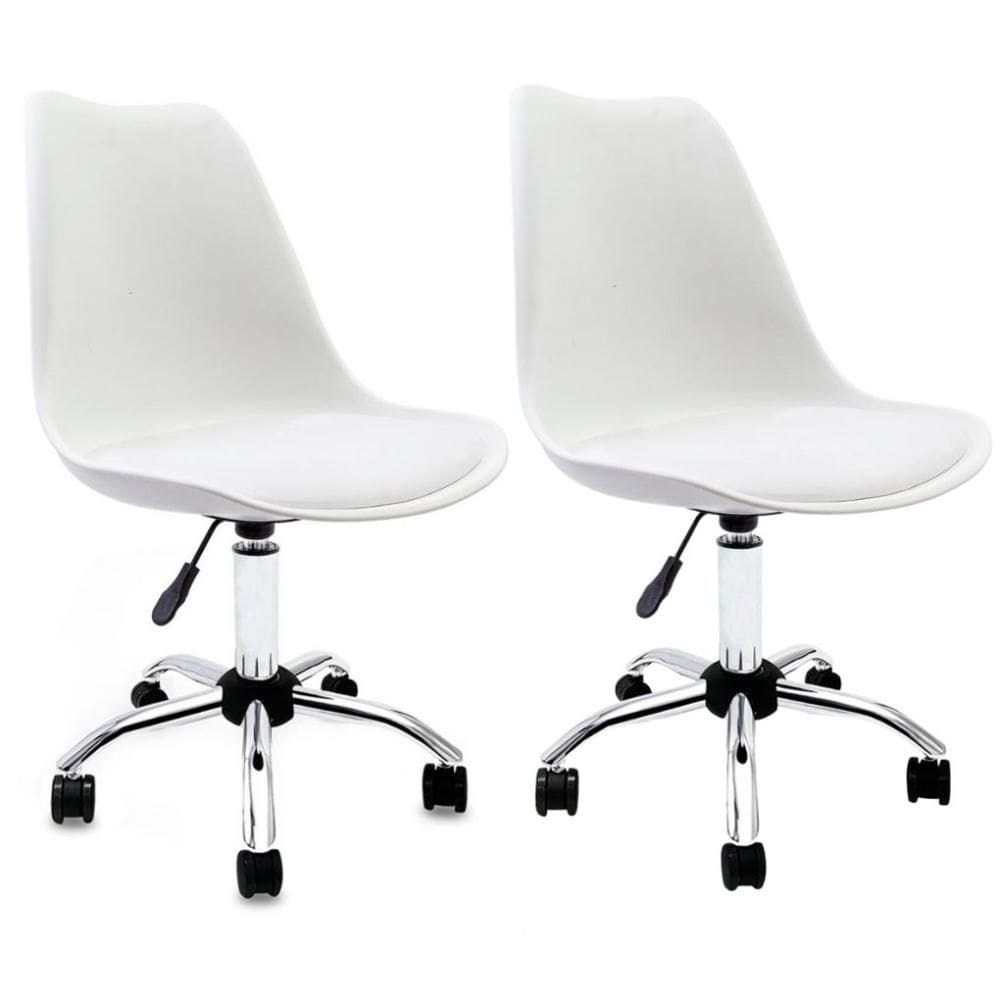Conjunto 2 Cadeira Saarinen Office Cromada Branca