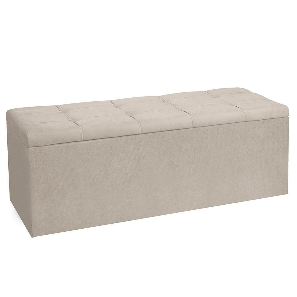 Calçadeira Recamier Baú Queen 1,60m Roma Suede - Pallazio Cor Bege