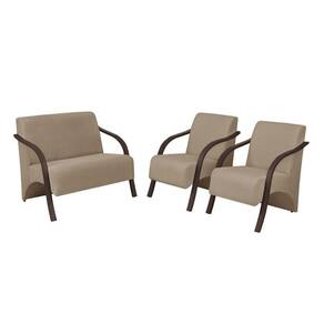 Conjunto Vênus 2 Poltronas De 1 Lugar E 1 De 2 Lugares Braço Madeira D Salla Suede