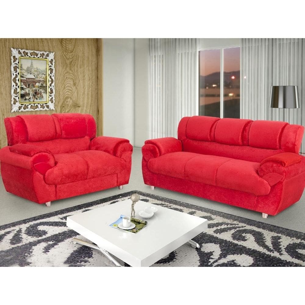 Conjunto de sofá 2 x 3 lugares REF 7025 - Vermelho