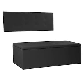 Kit Painel E Calçadeira Baú King 1,95m Berlim Corano Preto - Pallazio