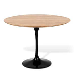 Mesa De Jantar Tulipa Saarinen Redonda 140 Cm Tampo Freijó Cores Preto