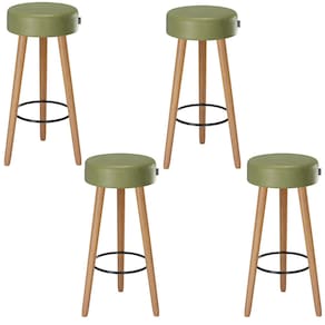 Kit 4 Banquetas Londres Alta 70cm Estofada Verde - Salaone