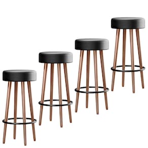 Kit 4 Banquetas Berlin Alta 70cm Estofado Preto - Salaone