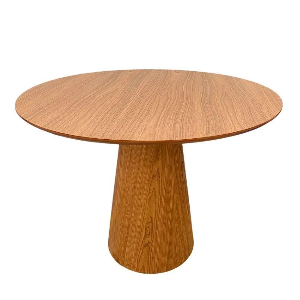 Mesa De Jantar Cone Redonda 90 Cm Base Madeira Freijó Tampo Freijó