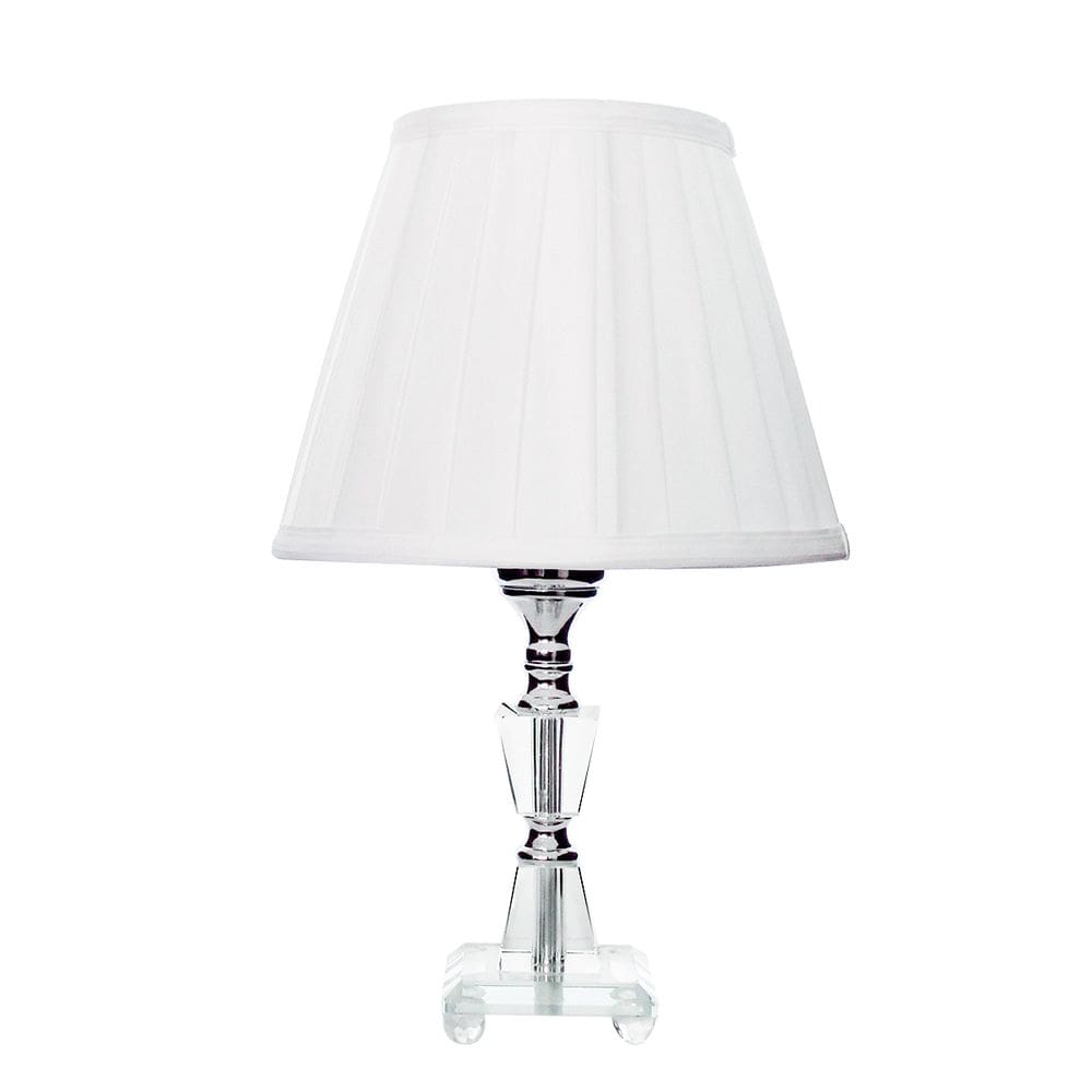 Abajur De Mesa Cristal Cúpula Drapeada Branca 110/220v 35cm