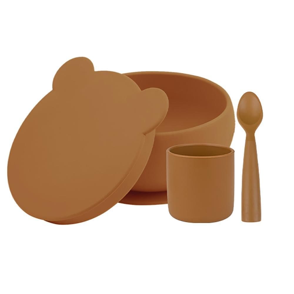 Kit de Alimentação Silicone BLW Set1 Woody Brown - Minikoioi