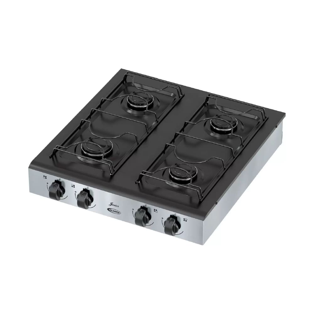 Fogão à Gás Clarice Junior 4B Mesa Preto Manual-Inox