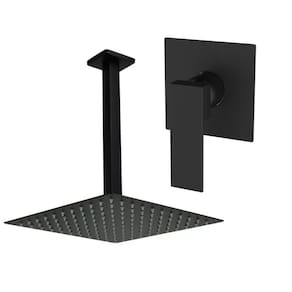 Kit Ducha 25x25 Slim De Teto +acab Monocomando Black Matte