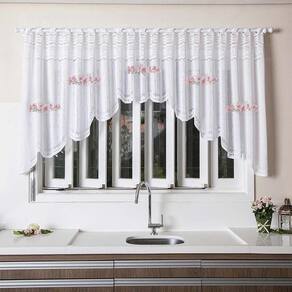 Cortina Cascata Bando Renda Branca 3,00X1,00 Rosas Premium