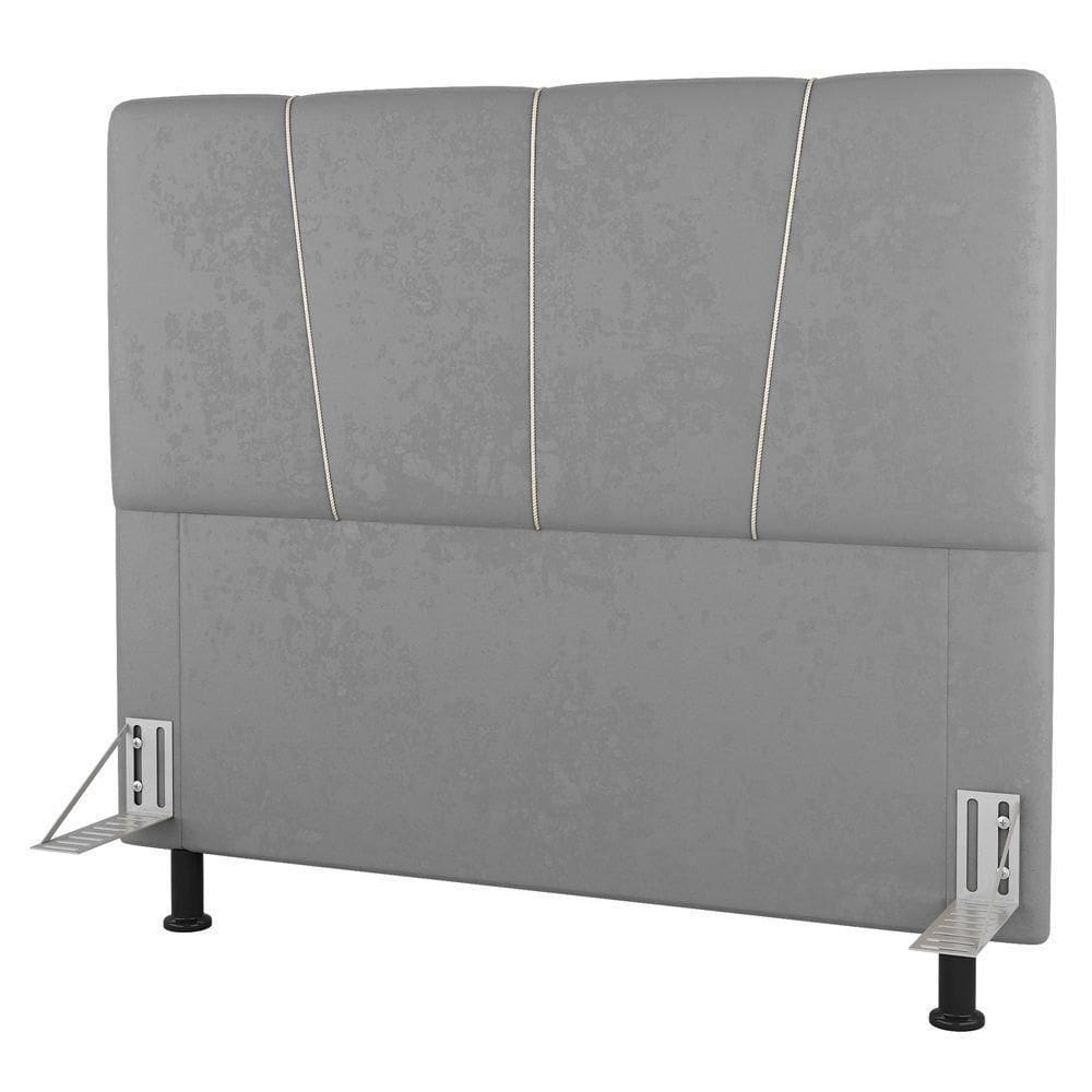 Cabeceira Cama Box Casal King Size Amber 195cm Estofada Linho Cinza Claro - Abmaza