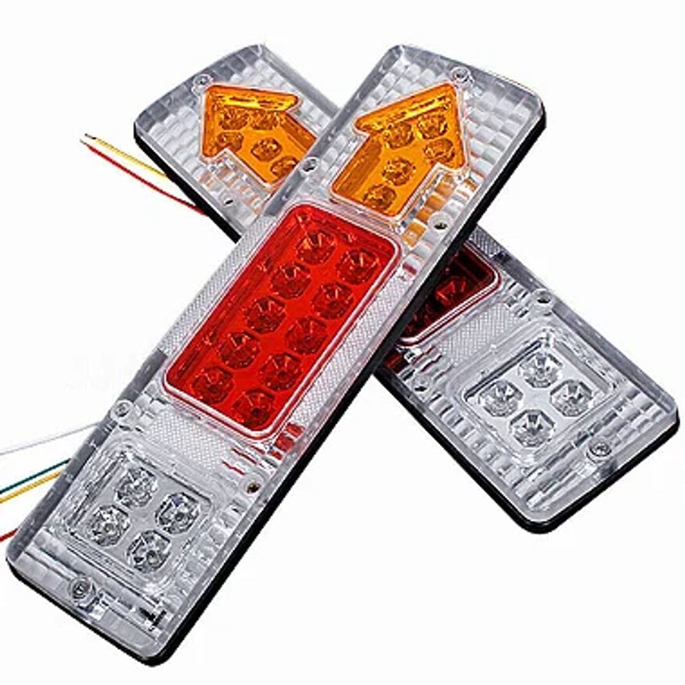 Par Lanterna Traseira Caminhão Carretinha Led 12V 29,5cm Luz Seta Ré Freio Lorben
