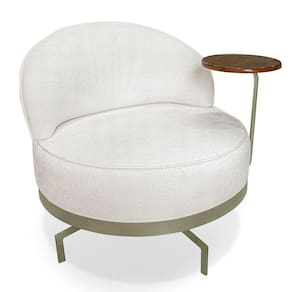 Poltrona Decorativa Andromeda Linho Bouclê Base Giratória De Ferro - Pallazio Cor Bege Pérola