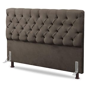 Cabeceira Cama Box Solteiro Lylla 90cm Capitonê Com Frame Linho Cacau - Abmaza