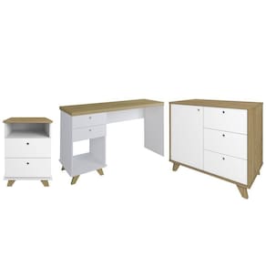 Conjunto Escritório Home Office 3 Peças Elai A06 Olmo-branco - Mpozenato