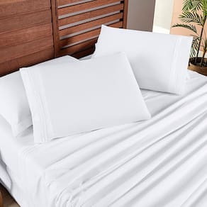 Jogo Cama Lençol Honore Casal Padrão Micro Percal 200 Fios c/ Detalhes Bordados 4 Peças - Branco Neve