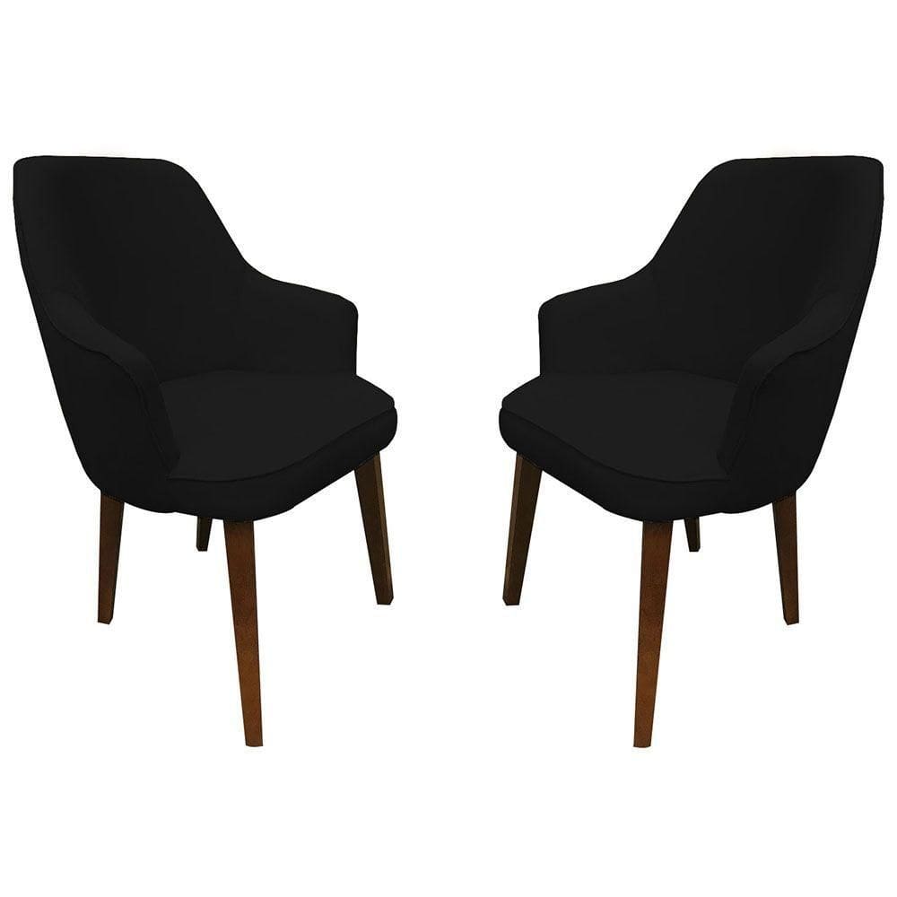 Kit 2 Poltronas Lorem Suede Pés Chanfrado Tabaco C05 - D`rossi Cor Preto