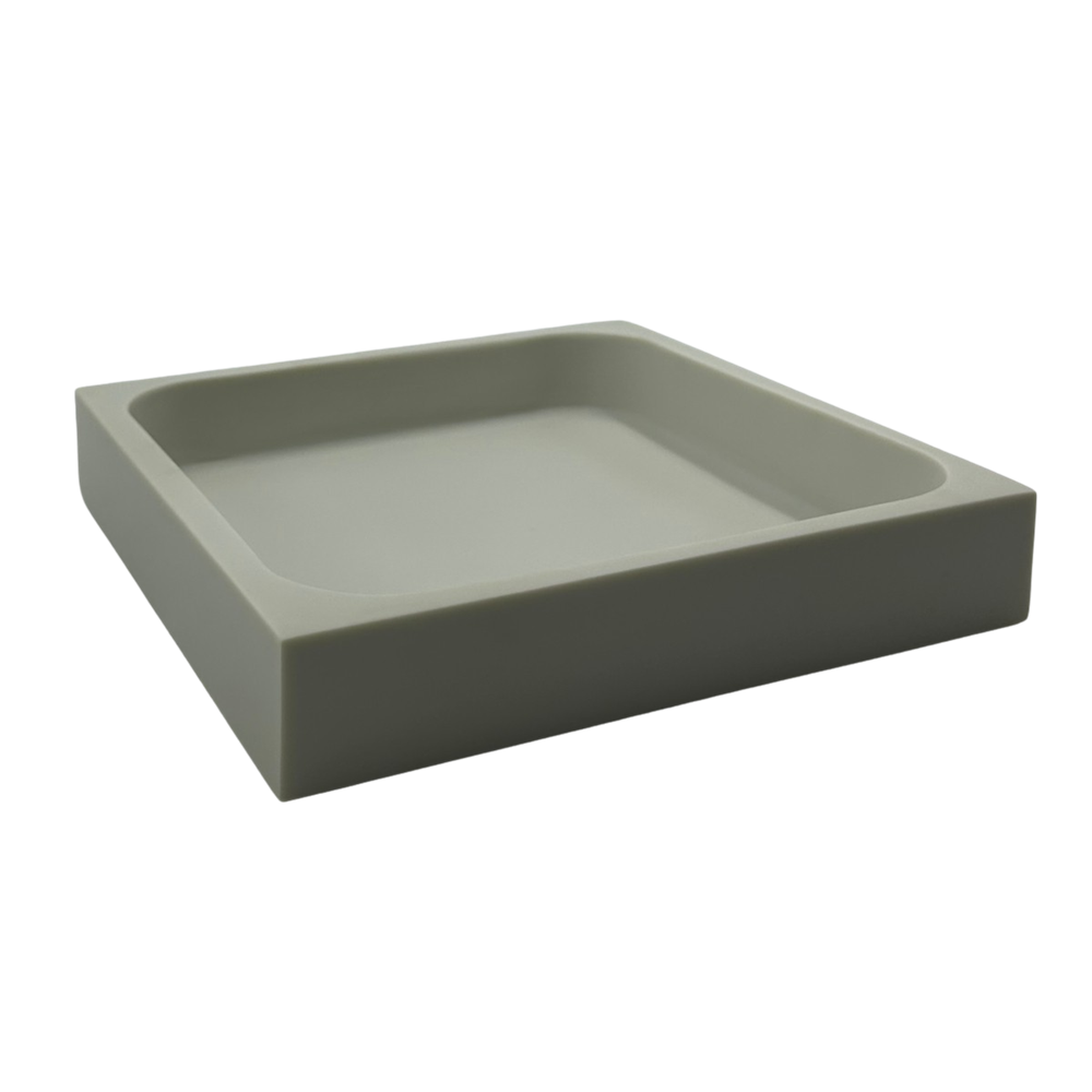 Bandeja Caixa 24X24cm Em Resina Creme Fosco