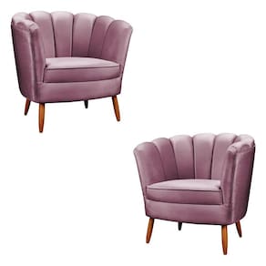 Kit 2 Poltronas Decorativa Ariel Petala Com Pés De Madeira Star Confort Lilas