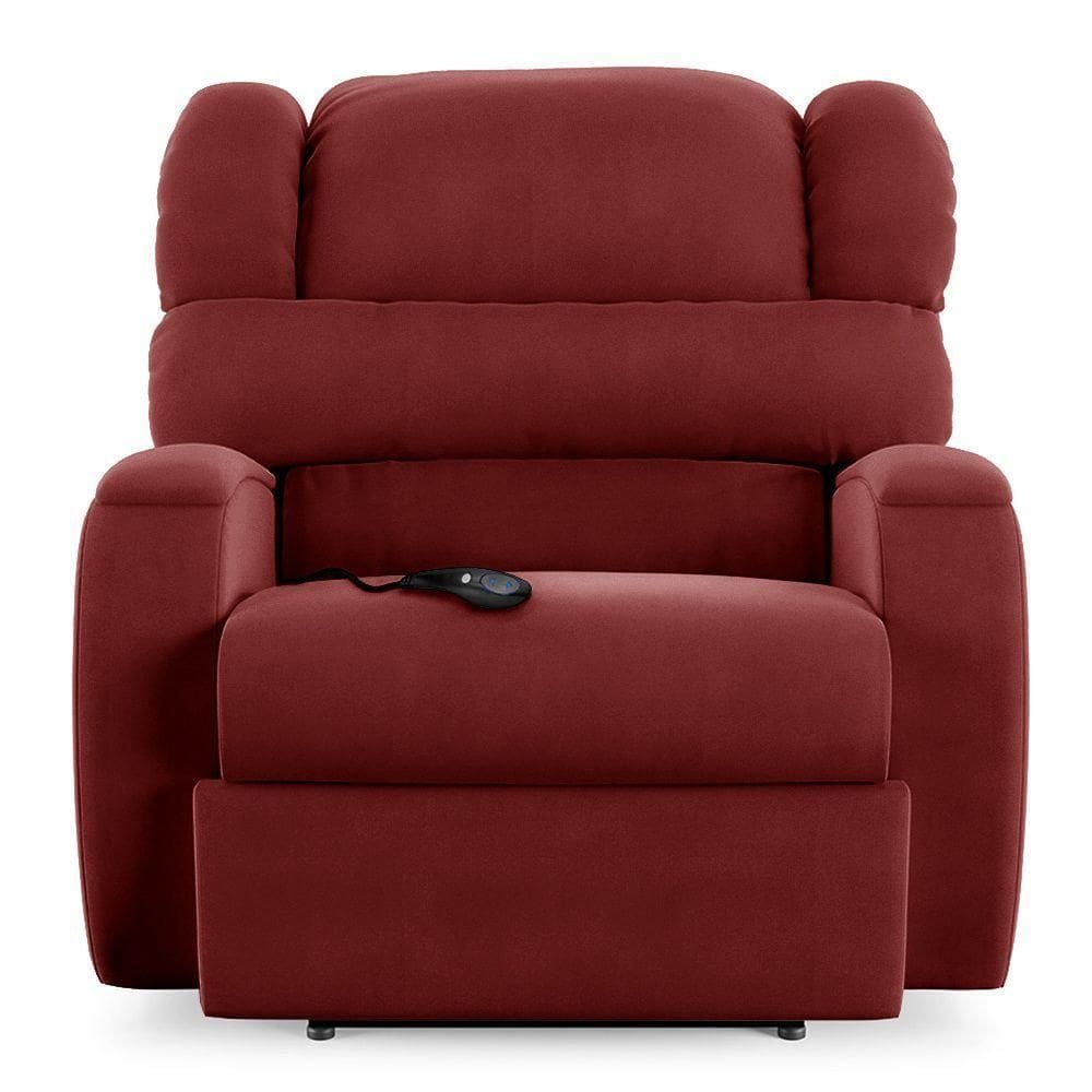 Poltrona Do Papai Sala De Cinema Reclinável Manchester Controle Elétrico Usb Veludo Vermelho
