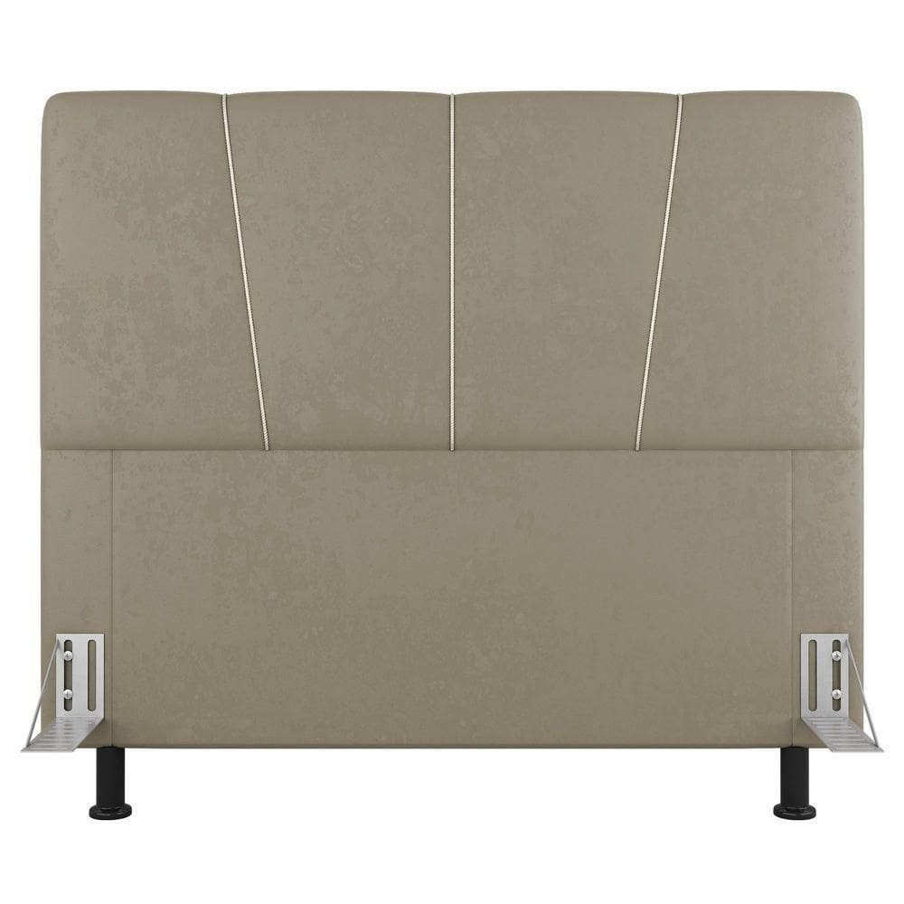 Cabeceira Cama Box Casal Queen Size Amber 160cm Estofada Linho Bege - Abmaza