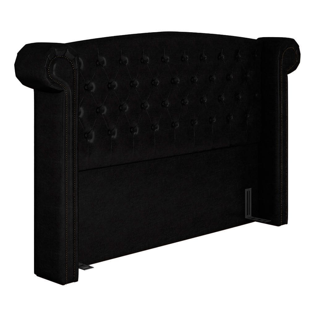 Cabeceira Cama Box Queen 160cm Provença P02 Sintético Preto - Mpozenato