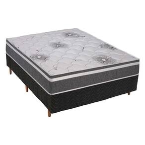 Cama Box Casal: Colchão Espuma D33 Polar Pérola Premium + Base CRC Fantasy Black(138x188)