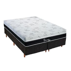 Cama Box Queen: Colchão Molas Polar Superlastic Diamond + Base CRC Rústico Black(158x198)