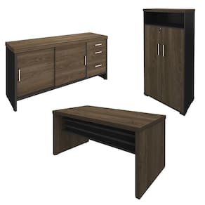 Conjunto Escritório 3 Peças Mesa 158cm Corp A06 Charuto-preto - Mpozenato