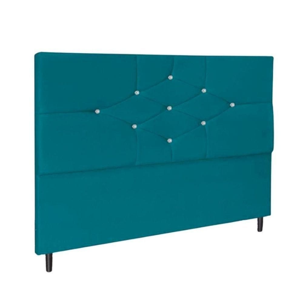 Cabeceira Estofada Casal 140 Cm Camboriú Suede Azul Tiffany