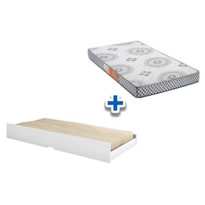 Colchão Solteiro Pérola Polar (1un) + Cama Auxiliar Premium II Branco