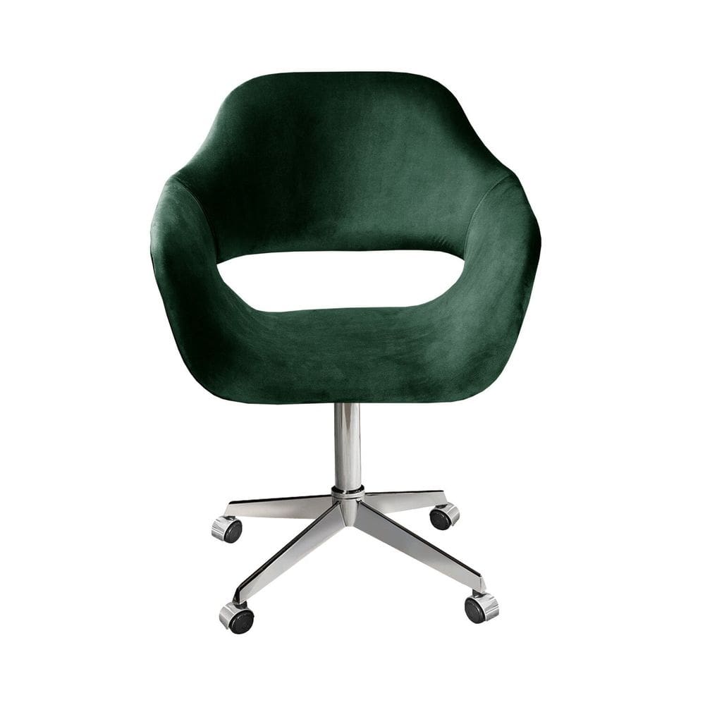 Poltrona Decorativa Zara Pé Giratório de Metal Sala Recepção Verde
